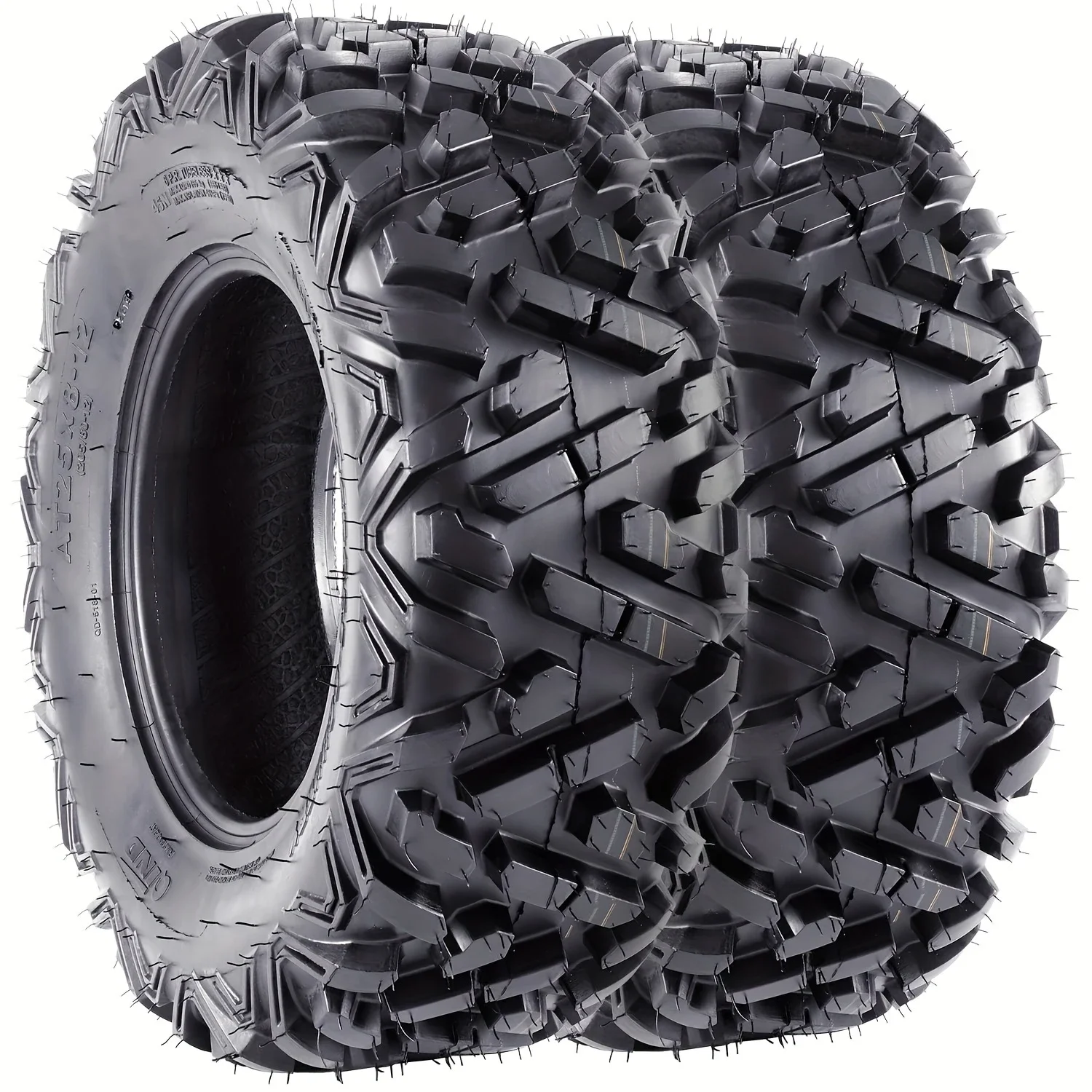 

Enhanced Traction Heavy-Duty 6-Ply Reinforced 25x10-12 ATV Mud Tires - All-Terrain Grip for UTV/SxS - Set of 2 Pieces