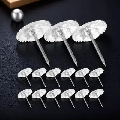 100개 투명 플라스틱 푸시핀/핀, 사무실 게시판, 지도 표시, 사진 벽, DIY ..