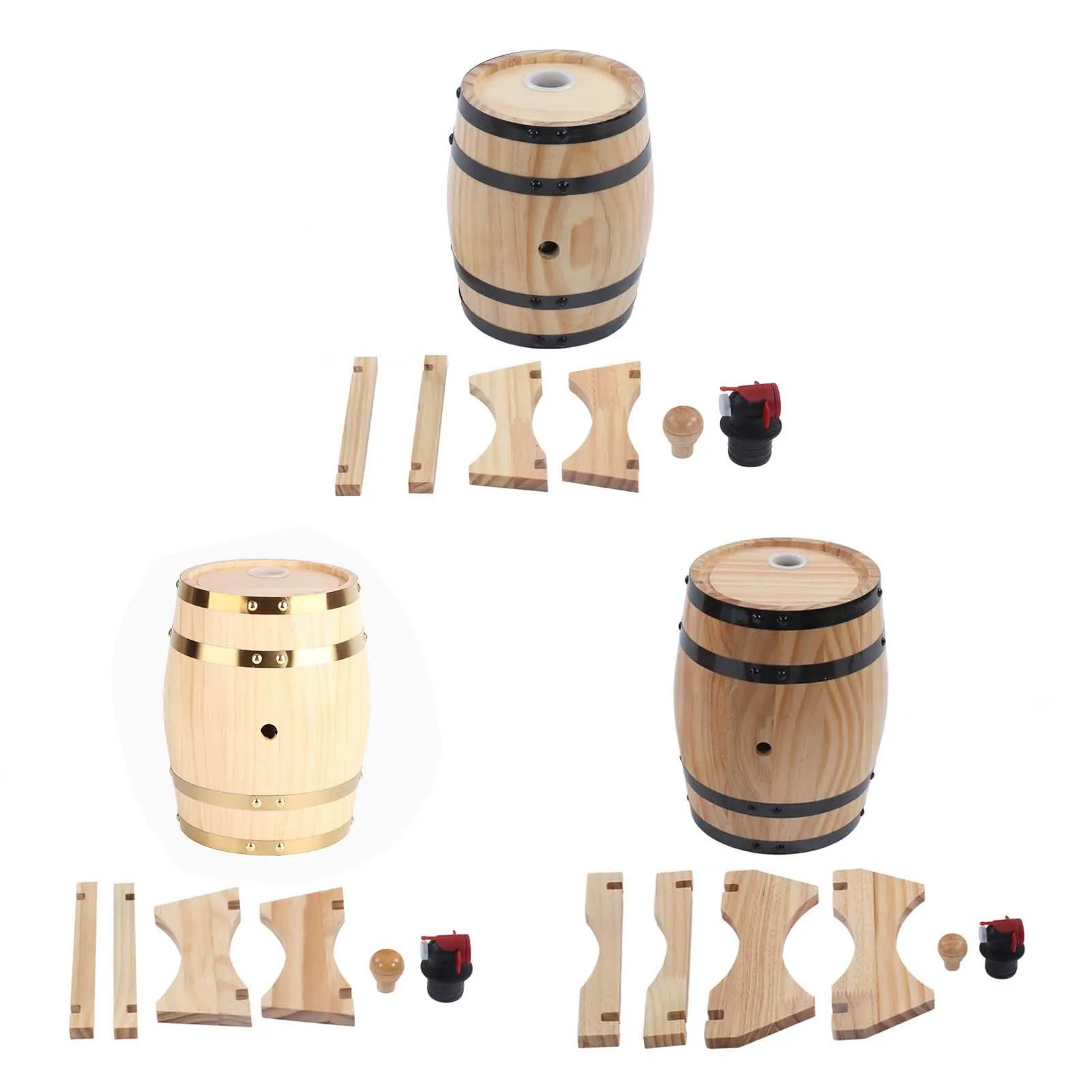 1 3 5L Pine Wine Barrel Special Dispenser Bucket Beer Casks Stand Tequila Wine Whiskey Barbecue Shop