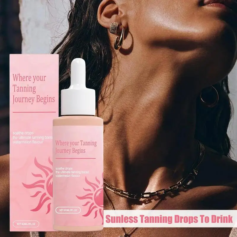 Self Tanning Drops Enhance Skin Melanins Liquid Bronzer Natural Tanner For Face Body Preventing Sunburn Sunless Tanning Product