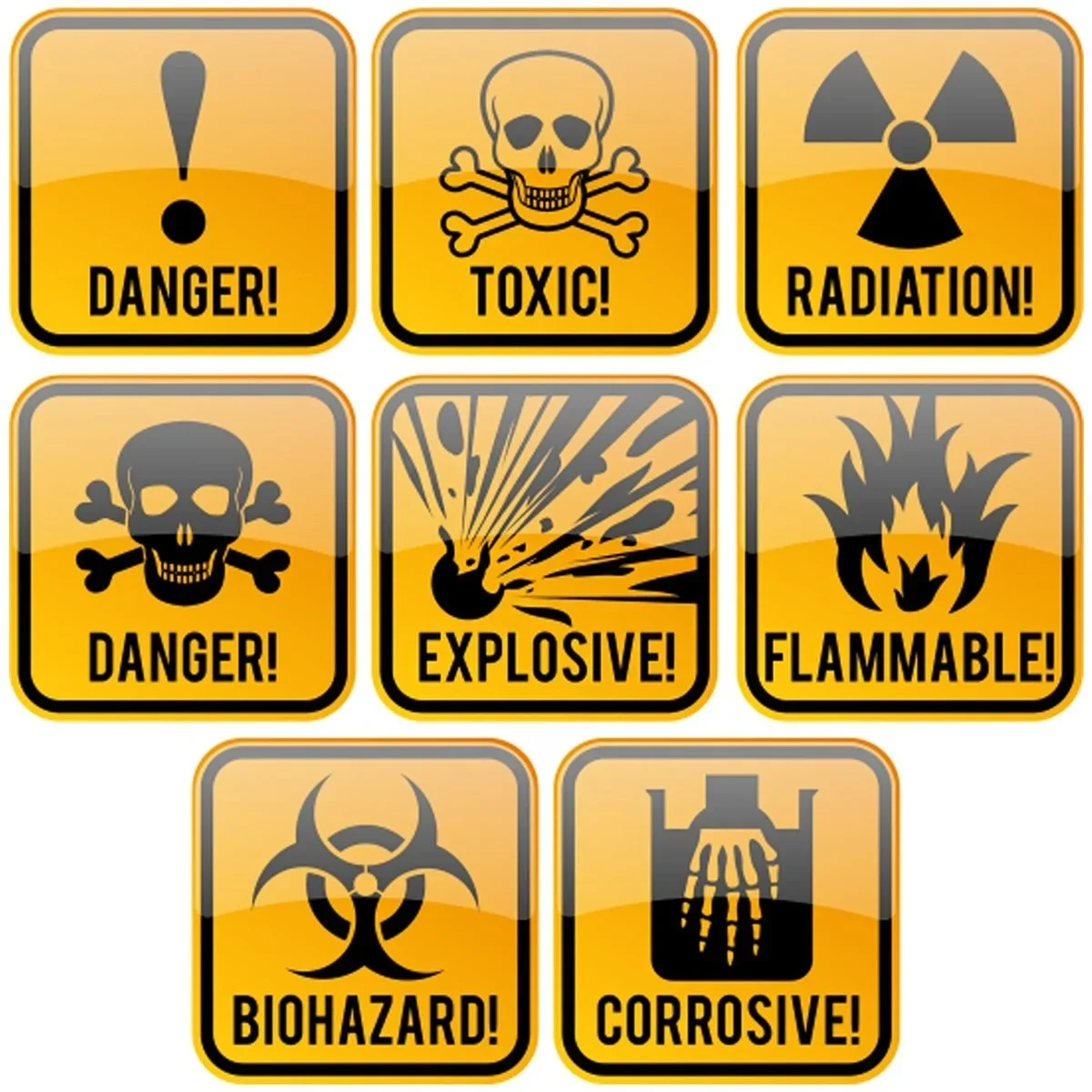 X8 Funny Gag Gifts or Prank/Joke Decal Stickers: Hazard Danger Toxic Radiation Symbol Alert etc Food Containers, Box