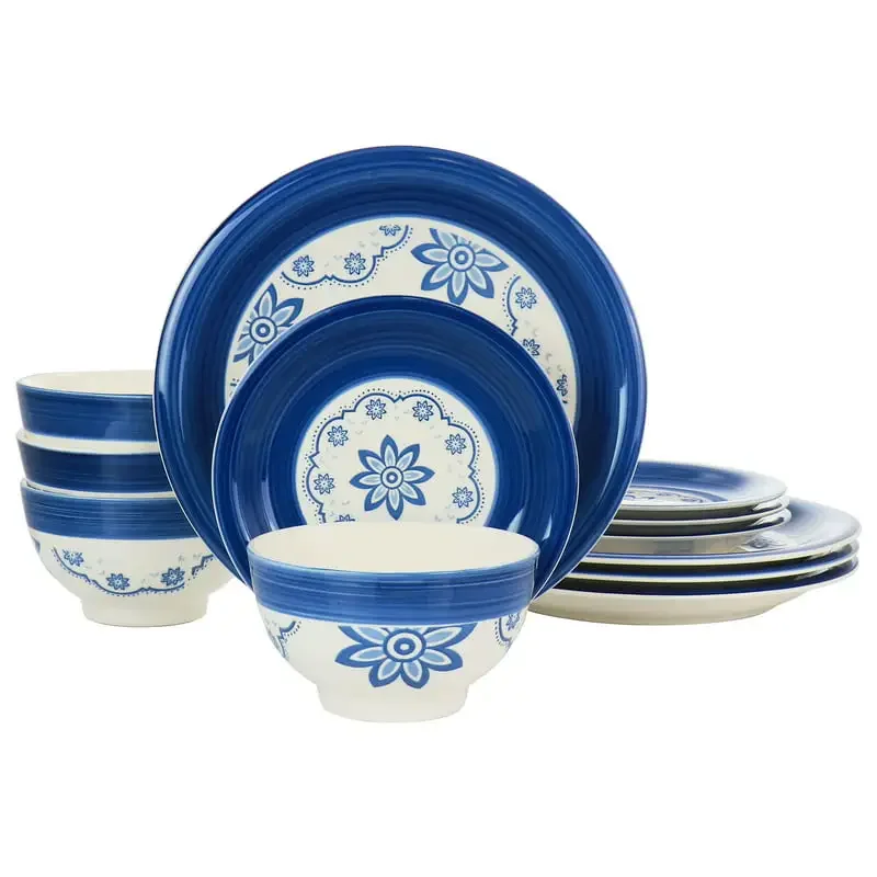 

12 Piece Sundial Ceramic Dinnerware Set Tableware Set Restaurant Home Gift