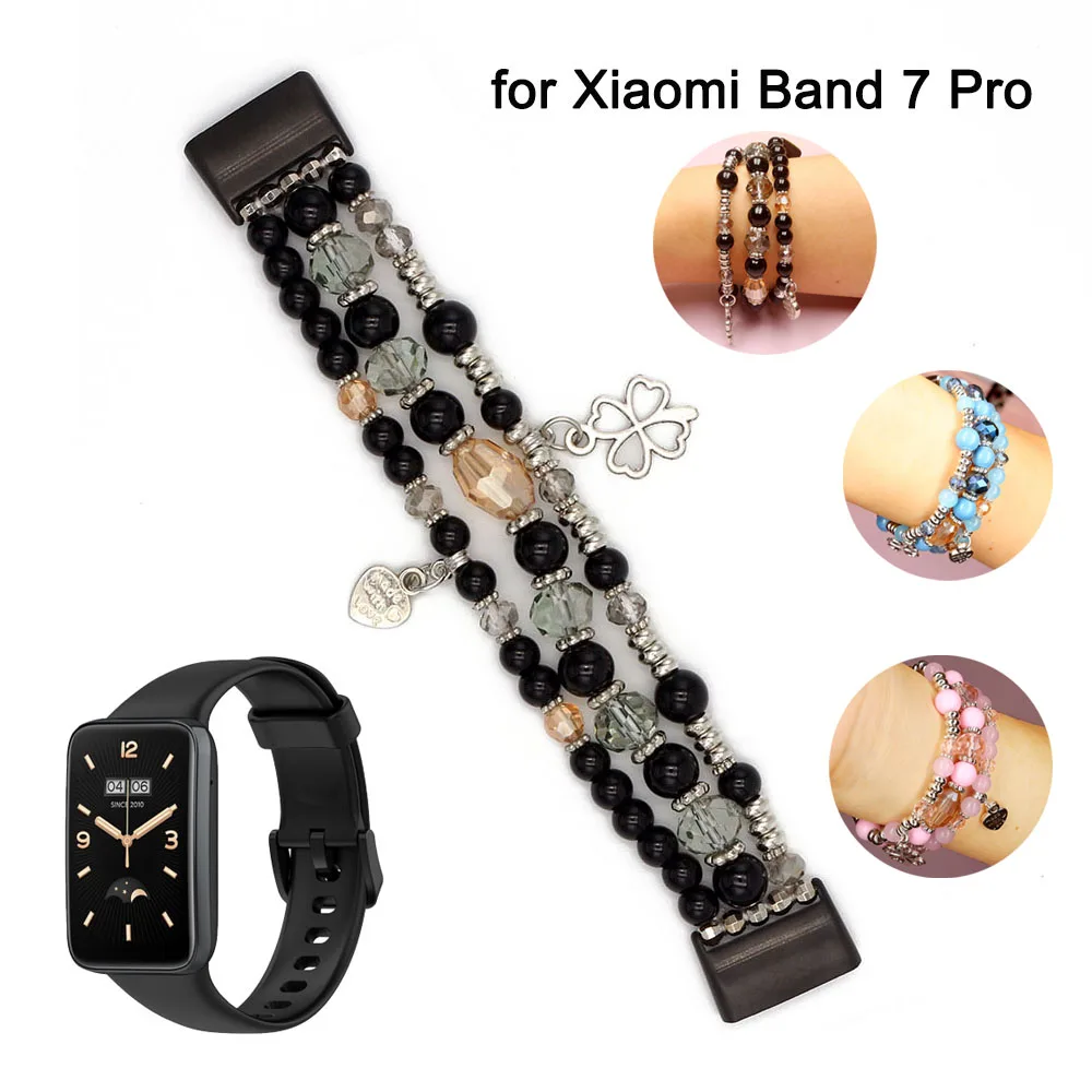 

Jewelry Watch Band for Xiaomi Band 7 Pro Bracelet for Women Dressy Elastic Strap Wristband for Mi Band 7 Pro Activity Tracker
