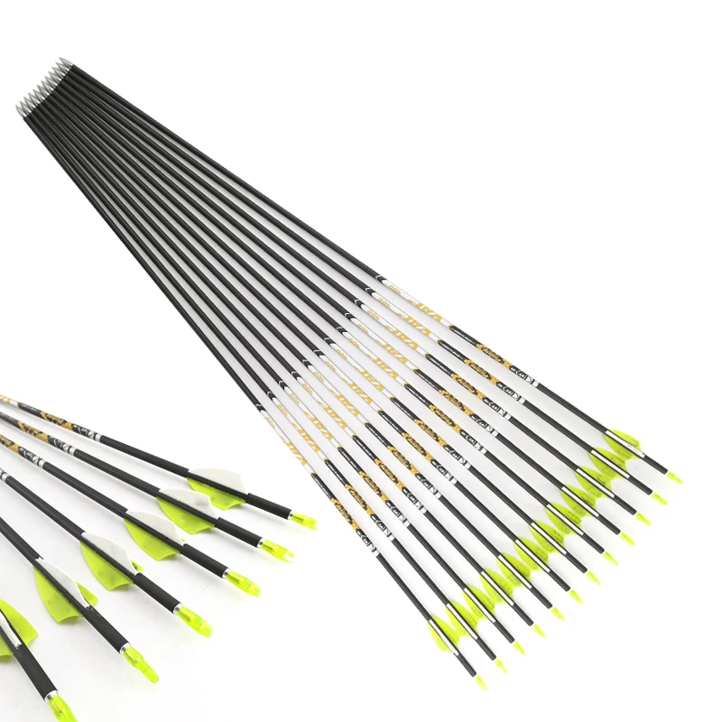 Pure Carbon Arrows V1 ID4.2mm Spine350 1000 1.75inch Plastic Vanes