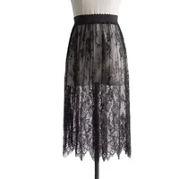 Demi-jupe taille haute en dentelle pour femmes, jupon, sous-robe, basique, été 2