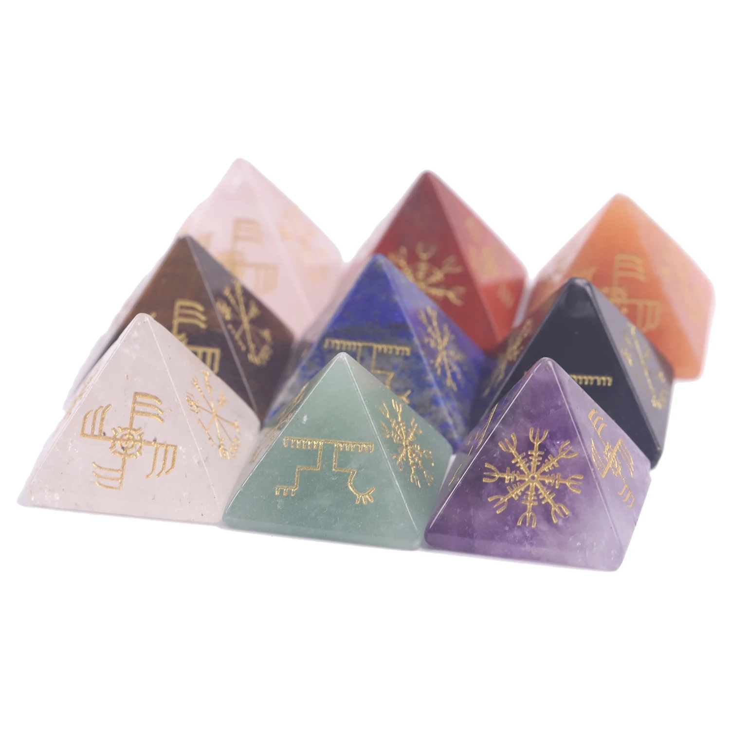 Hot Natural Crystal Quartz Stone Vegvisir Ginfaxi Aegishjalmur Gapaldur Ancient Nordic Compass Symbol Energy Tabletop Decoration