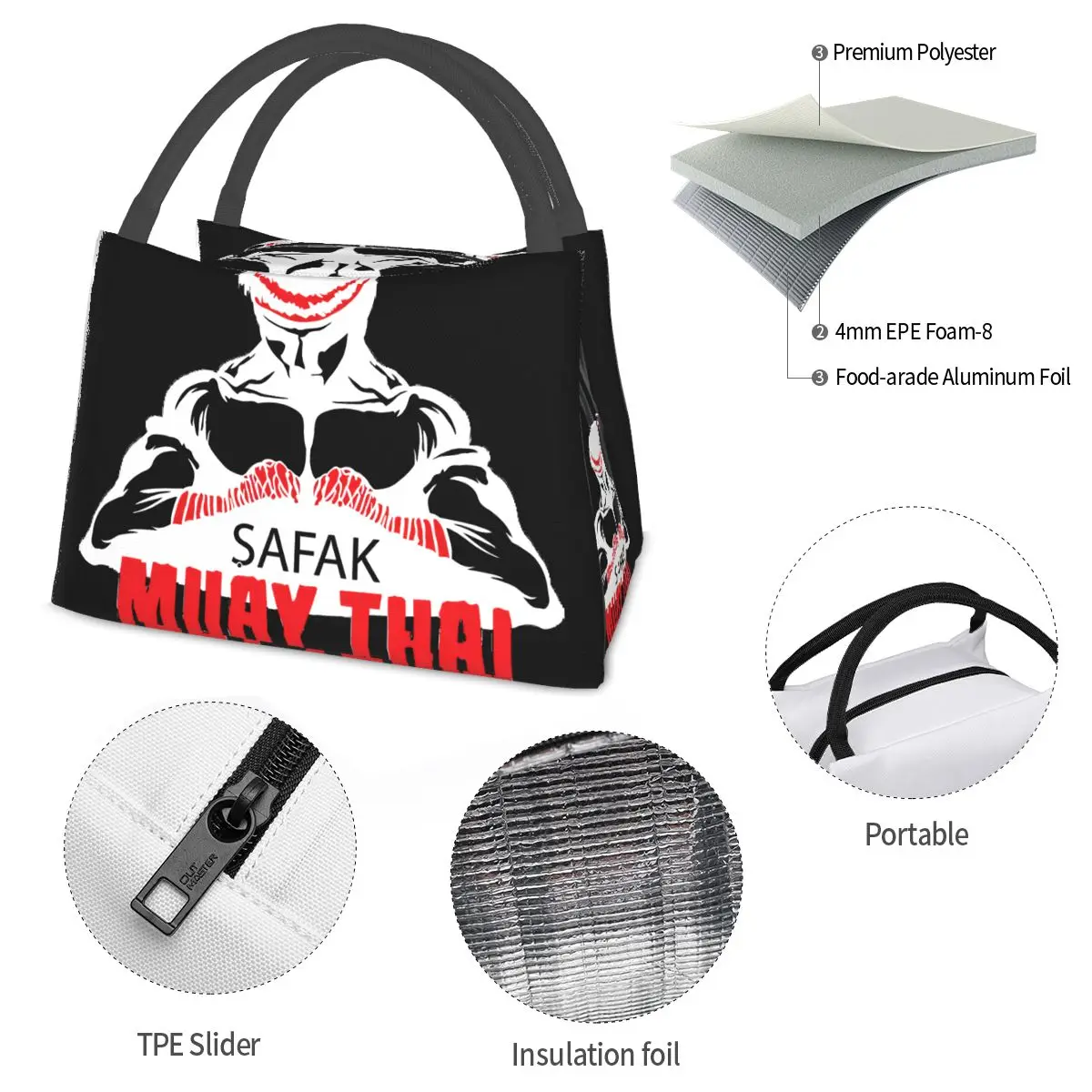 Muay Thai Logo Portable insulation bag for Cooler Thermal Food Office Pinic Container