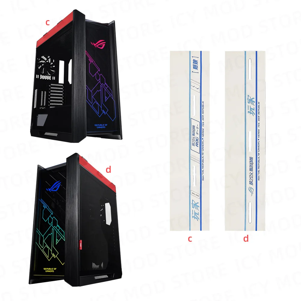ROG Helios 천 스티커 GX601 케이스 가죽 사용자 정의 커버, 아수스 스트릭스 스웨이드 섀시 프레임 슈라우드 플립 장식 모드 4 개