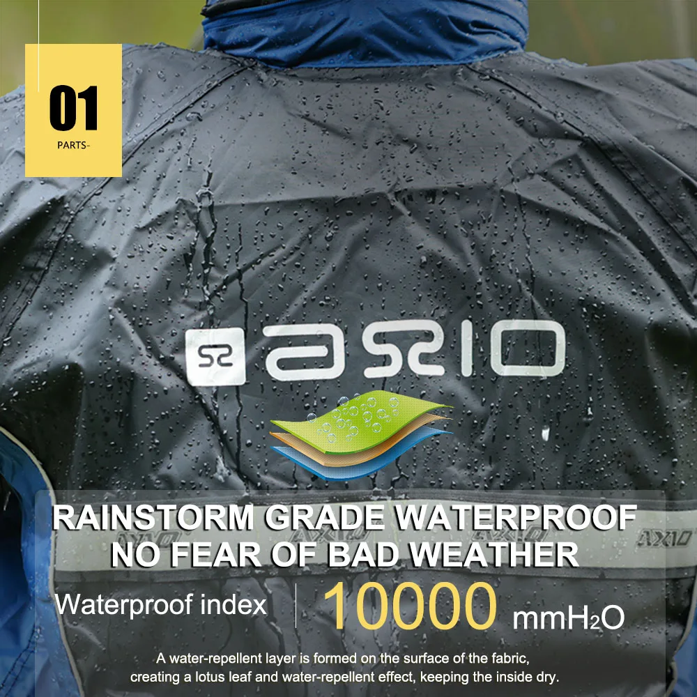 AXIO Lightweight Motorcycle Riding Raincoat Suit Men Waterproof Motocross Raincoat Breathable Quick-drying Motorbike