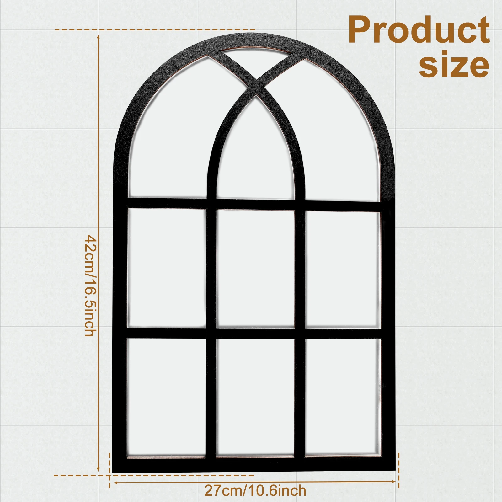 2Pcs Window Wall Mirror Gothic Mirrors Wall Decor Retro Vintage Rustic Arched Mirror Decor for Home Living Room Background
