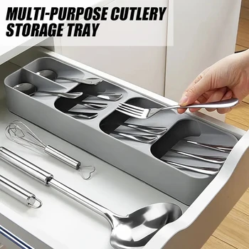Vassoio Portaposate Multiuso, Scatola Organizzatrice Compartimentata per Forchette e Cucchiai, Contenitori per Stoviglie da Cucina