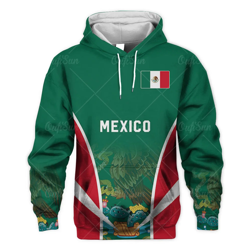 

Men's Hoodies Mexico National Emblem Print Brasil Spain Sweatshirts Autumn Long Sleeve Pullover Oversized Hoodie Men Clothing