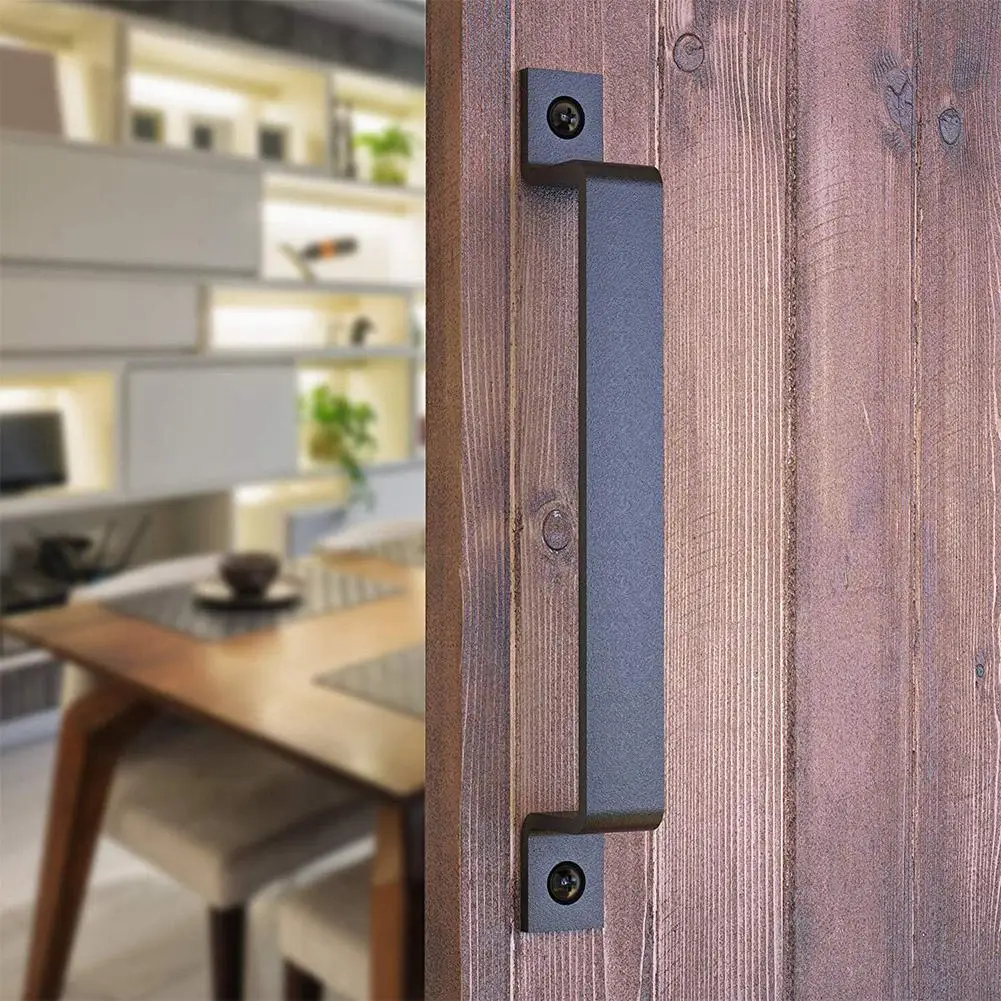 Black Sliding Barn Door Handle Pull Cabinet Flush Hardware Set Wood Door Handle Interior Furniture Hardware