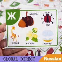 Kindergarten Enlightenment Early Learning Russian Alphabet Words Cards Cognitive Baby Development games for children Flashcard 1