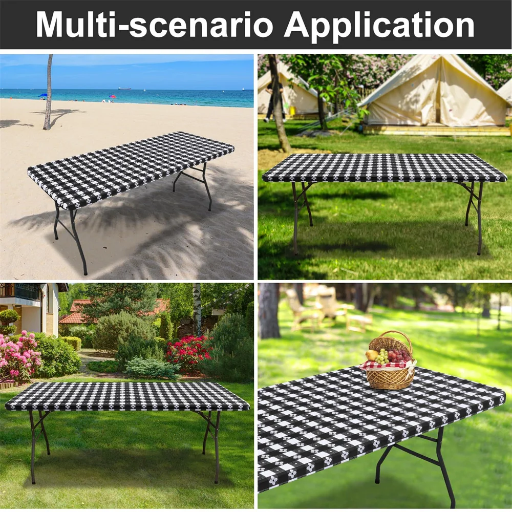 Homaxy Rectangle Picnic Table Cloth Waterproof Elastic Fitted