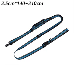 Hands-Free Retractable Dog Leash with Dual Handle and Reflective Bungee (Blue)