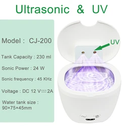 Compact Ultrasonic Cleaner with UV for Dental and Personal Items (CJ - 200)