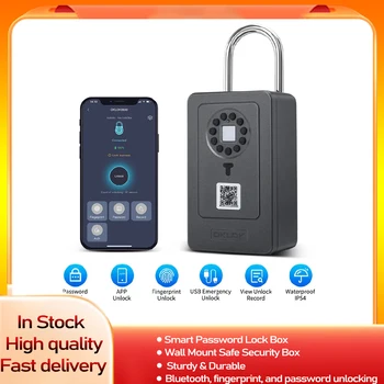 Bluetooth Key Box With Code Lock Wireless Smartlock Box Wall Mount Fingerprint App Digital Code Key Safe for Home Office 1