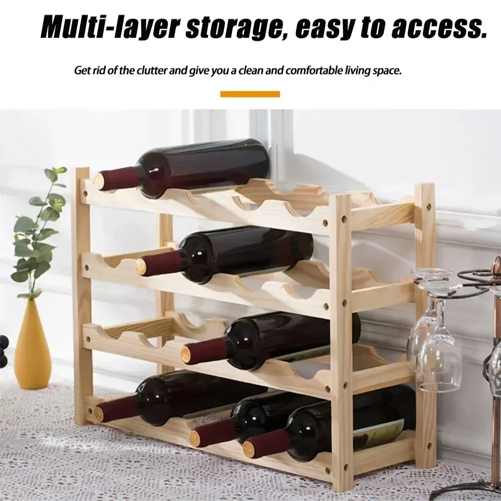 Red Wine Rack Bamboo Adjustable Shelf Space Saving Modern Home Bar Kitchen Display Organizer Bottle Holder Natural Eco-Friendly