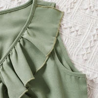 Robe d'été en dentelle pour enfants, sans manches, vert armée, douce et jolie robe de princesse 5