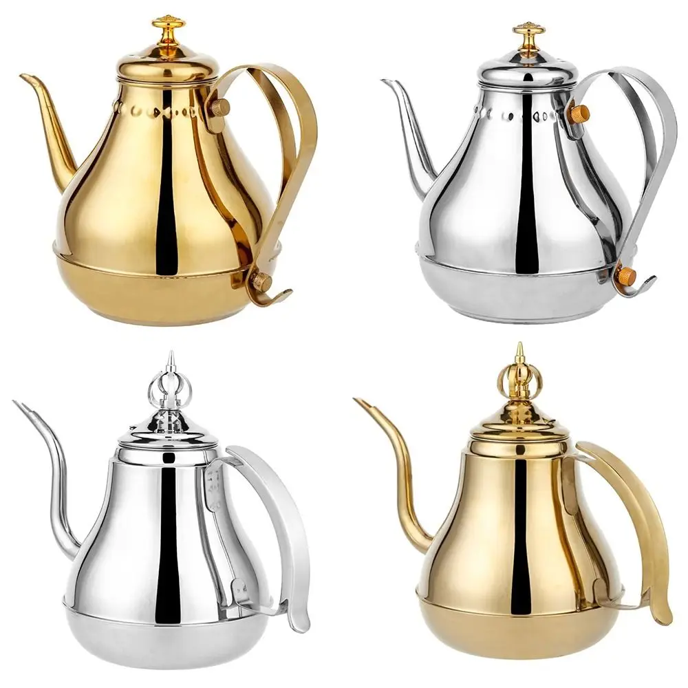 Stainless Steel Water Kettles With Infuser Filter 1.8L/1.2L Long Mouth Pot Water Container Green Oolong Tea Jug