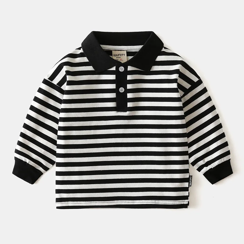 

Spring Children's Clothing Children's Long SleeveTBoy ShirtpoloChildren's Striped Shirt Casual Bottoming Shirt Wholesale