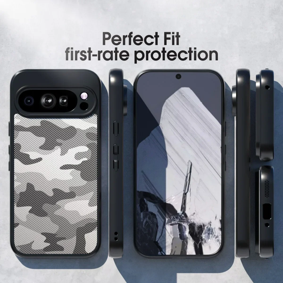 Rugged Durable Anti-Slip TPU Shockproof Case - Camo Black