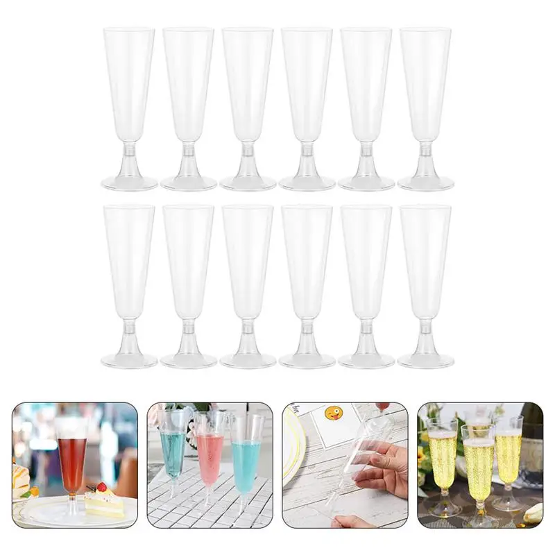 Glasses Plastic Champagne Flutes Disposable Toasting Cups Whiskey Flute