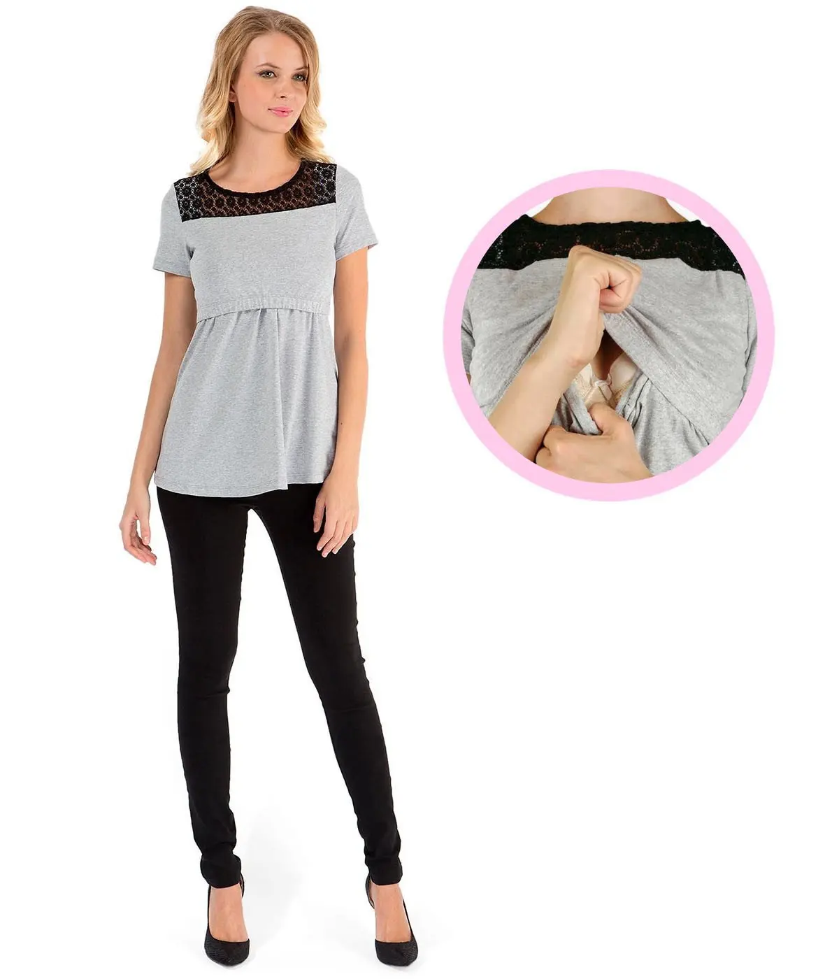 

2022 Summer Nursing Tops Breastfeeding C Women O-Neck Short Sleeve Maternity T-shirt Solid Top Cotton Poleras Mujer Embarazada