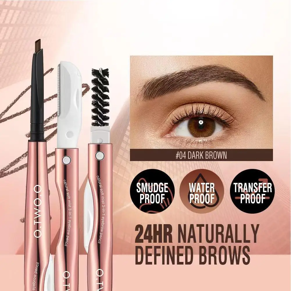 

3-in-1 Eyebrow Pencil Automatic Rotating Double Head Long Lasting Natural Waterproof Triangle Eyebrow Pen Makeup new