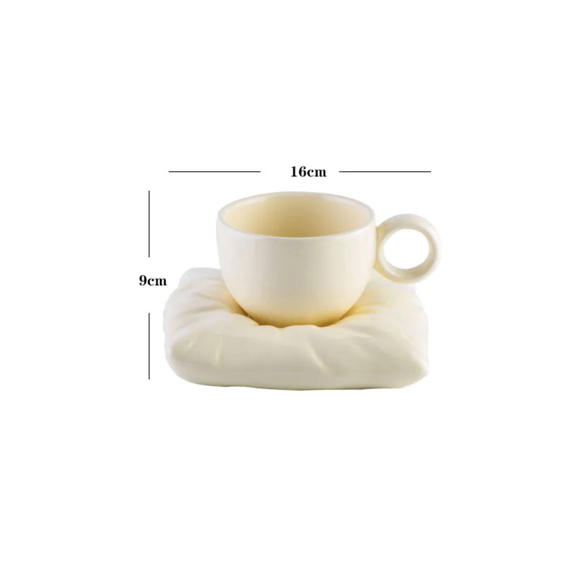 Modern Ceramic Mug Creative Pillow Coaster Decor Afternoon Tea
