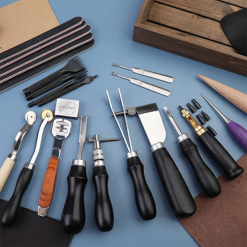 KAOBUY 전문 가죽 작업 도구 세트, DIY 수제 바느질 바느질, 펀칭 절단, 가죽 공예 도구