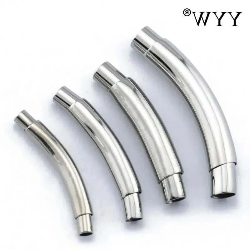 10Pcs Stainless Steel Curved Bayonet Clasp Fastener PushLock Lace Buckle Leather Clasps For DIY Jewelry Making Accessories