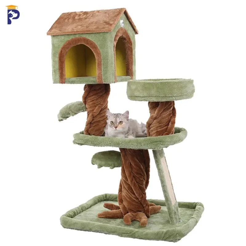 

Multi-Level Cat Stand Tower House, Condo with Large Perch, Climber Tree, Indoor Kitty Luxury, Small Apartment Simulation accesso