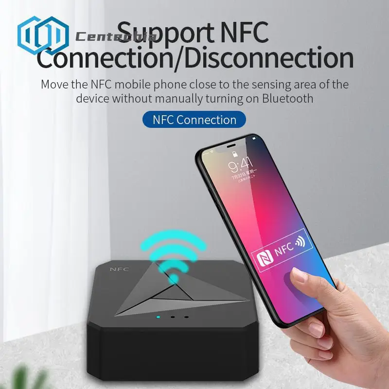 Adattatore Audio Wireless Aux Jack 5.0 Connessione Wireless Connettore Ricevitore Desktop Vivavoce Automatico 2Rca Call Mic Nfc