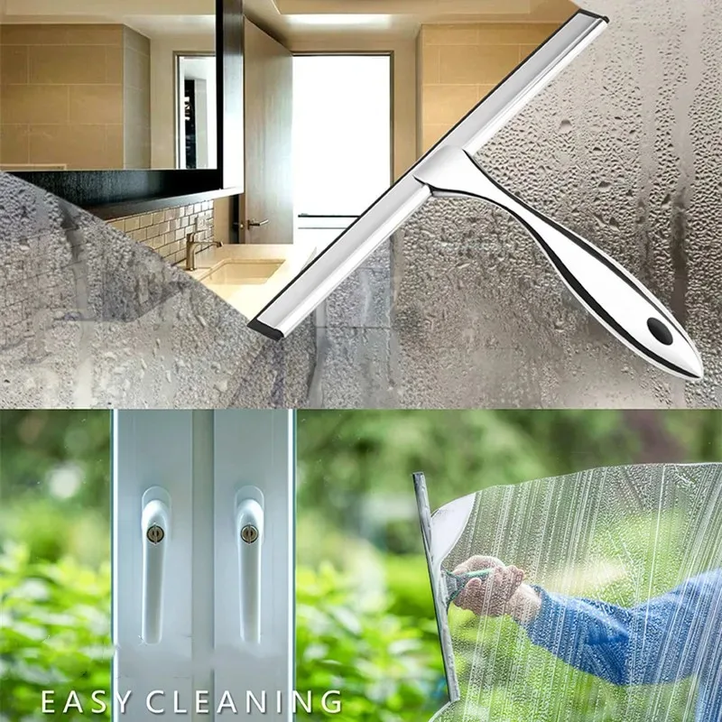 Shower Squeegee Stainless Steel for Shower Doors Bathroom Window Mirror Cleaning