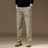 2024 New Spring Autumn Men's Cargo Work Pants 97%Cotton Thick Solid Color Wear Korean Grey Casual Trousers Male Plus Size 38 40 2