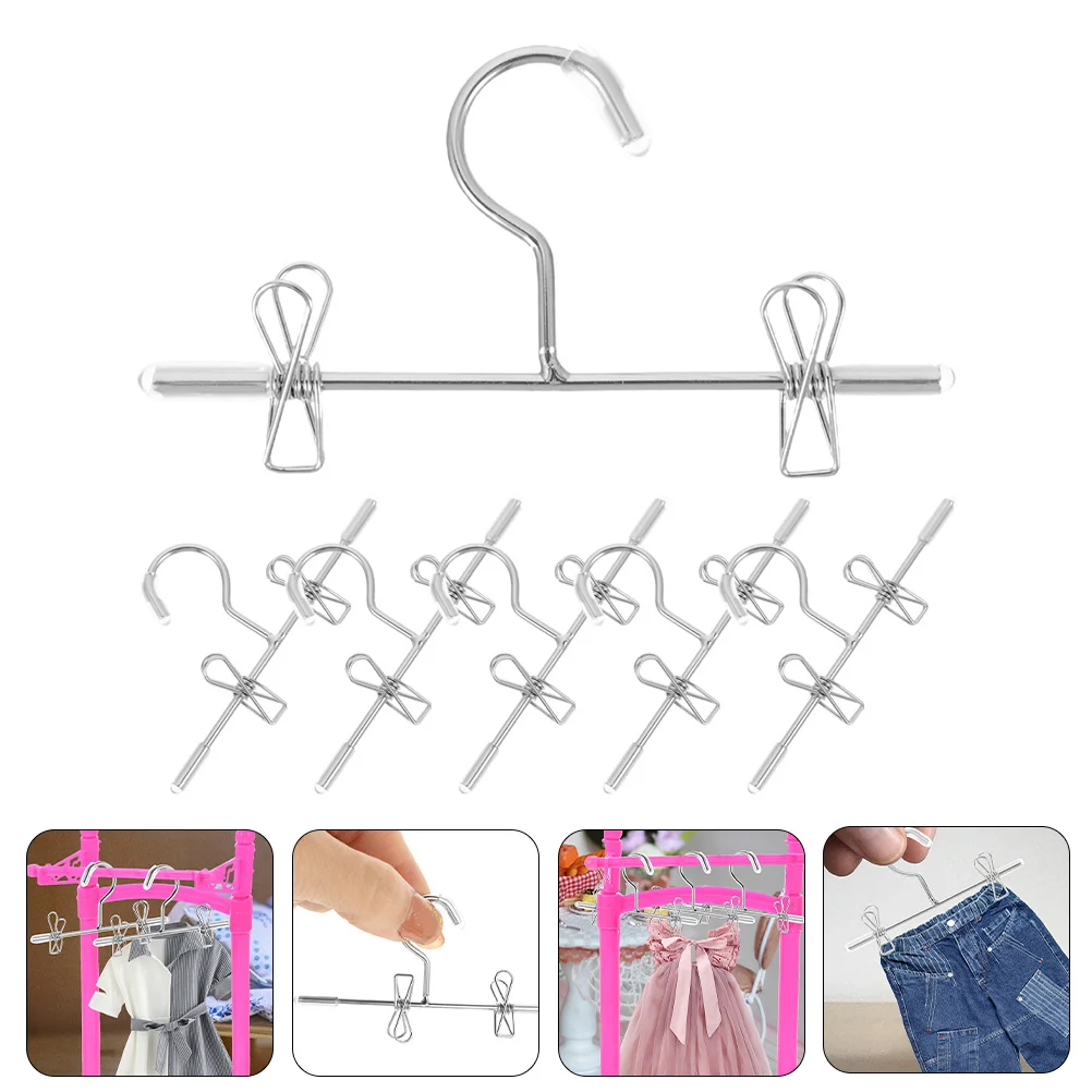 

6 Pcs Mini Hanger Houses Tiny Clothes Hangers Hanging Props Rack Iron Small Dress Baby Garment Simulation