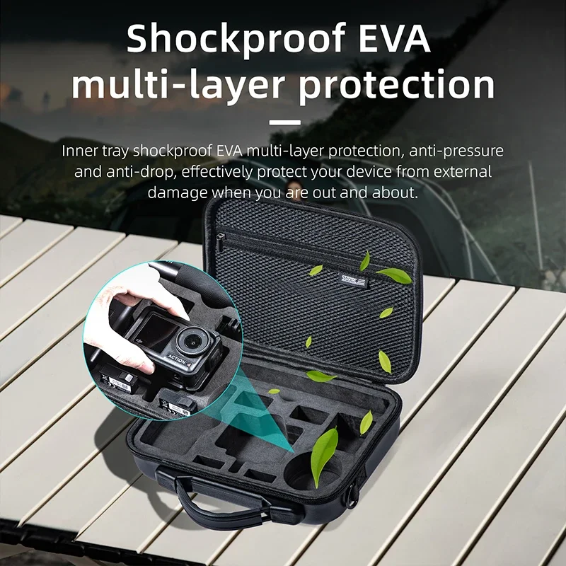 Action 5 Pro Portable Storage Case for DJI Osmo Action 4 3 Camera Accessories Carrying Case Travel Shoulder Bag PU Handbag Black