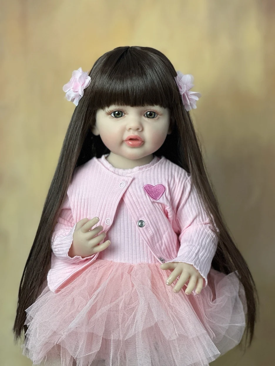 Comprar BZDOLL realista bebé Reborn niña cuerpo completo de silicona muñeca  con pelo largo 55 CM 22 pulgadas princesa bebé Bebe