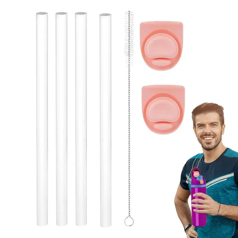 

Drinking Straws With Cleaning Brush For Owala FreeSip Straws Replacement Bottle Caps Leak For Stainless Steel Owala FreeSip