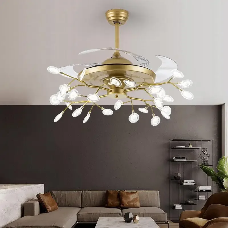 

Gold FireflyTree Ceiling Fan With Lights Remote Control Reversible Ventilator Lamp Bedroom Decor Home Ceiling Fans Lighting