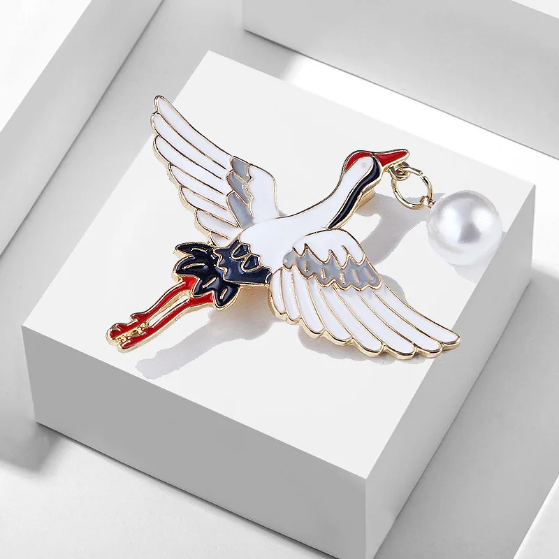 Enamel Flamingo Bird Brooch Pin – Red/Blue/Green, Alloy, 2.2" X 1.3", Gift Box Included - View #2