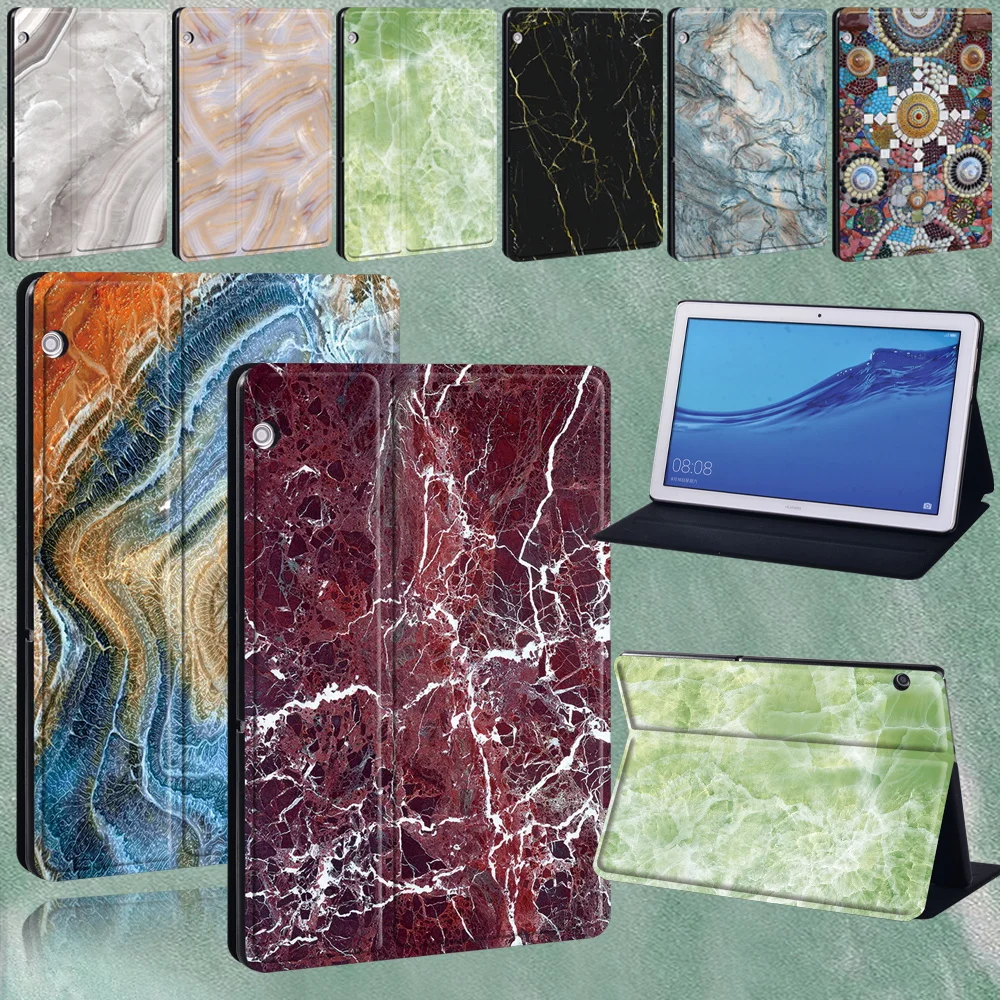 

Case for Huawei MediaPad M5 Lite 8/T3 8.0"/T3 10 9.6"/T5 10 10.1"/M5 Lite 10.1/M5 10.8" Marble Pattern Pu Leather Tablet Cover