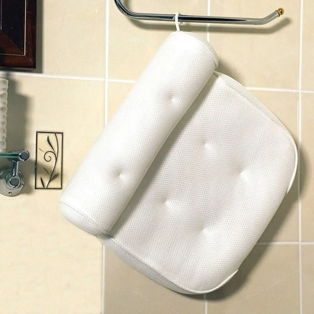 Breathable 3D Mesh Spa Bath Pillow with Suction Cups Neck and Back Support Spa Pillow for Home Hot Tub Bathroom Accersories