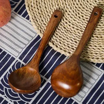1 cucchiaio lungo in legno cucchiaio da cucina in legno naturale per la cottura della zuppa miscelazione cucchiaio da miele stoviglie da cucina per la casa in stile coreano 1