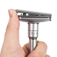 New Adjustable Safety Razor Mens Folding Shaving Double Edge Classic Safety With 5 PCS Titanium Coated Blades Shaver Razor Blade 2