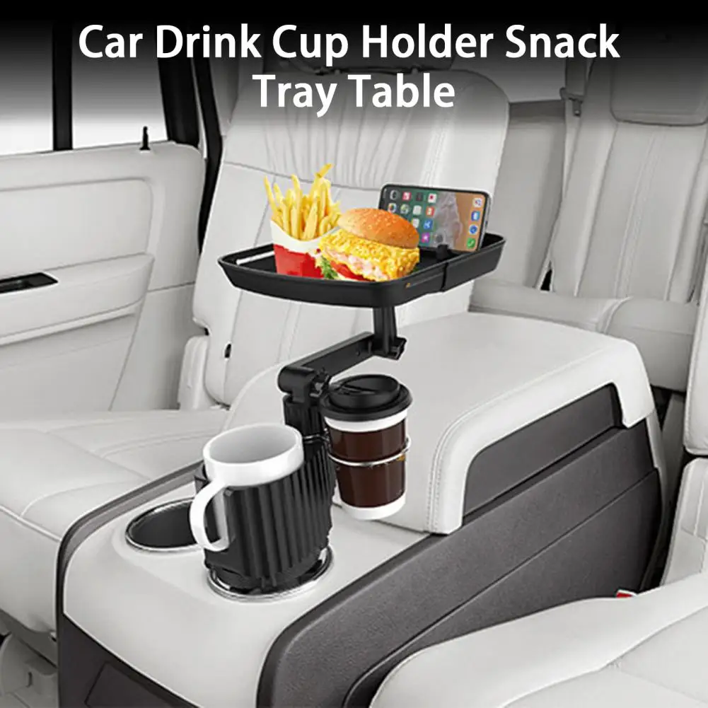 Sturdy Vehicle Cup Holder Snack Tray Table Black Car Cup Holder Tray Car Water Cup Holder Food