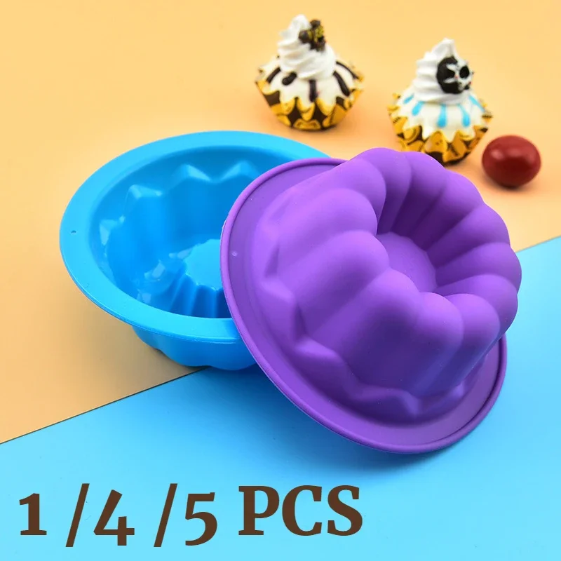 

1/4/5pcs Silicone Cake Mold,Non-stick Fluted Food Cake Pan with Sturdy,Cake Baking Molds,for Chiffon,Jello,Gelatin,Bread,Fondant