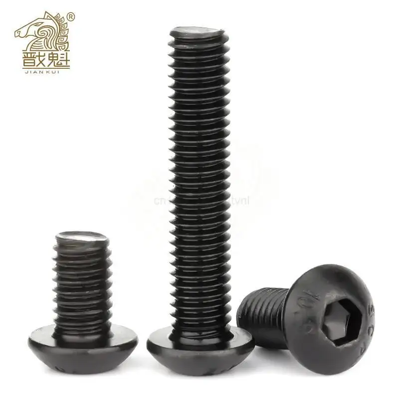 Hex Screw 10-50pcs/lot ISO7380 M2 M2.5 M3 M4 M5 M6 M8 Black Button Head Hex Socket Cap Screw Hexagon Socket Round Head Screws